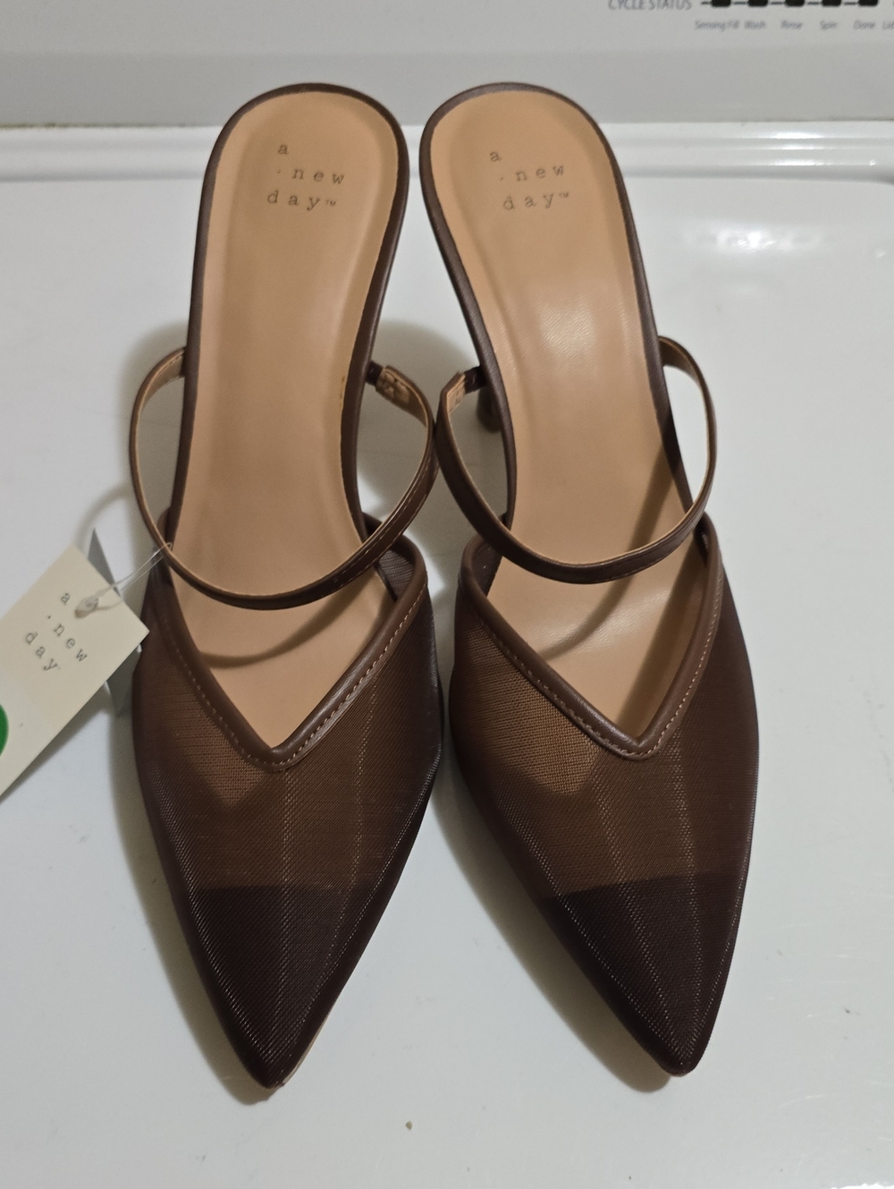 a new day Brown Pointed Toe Slingback Mules with Slim Strap